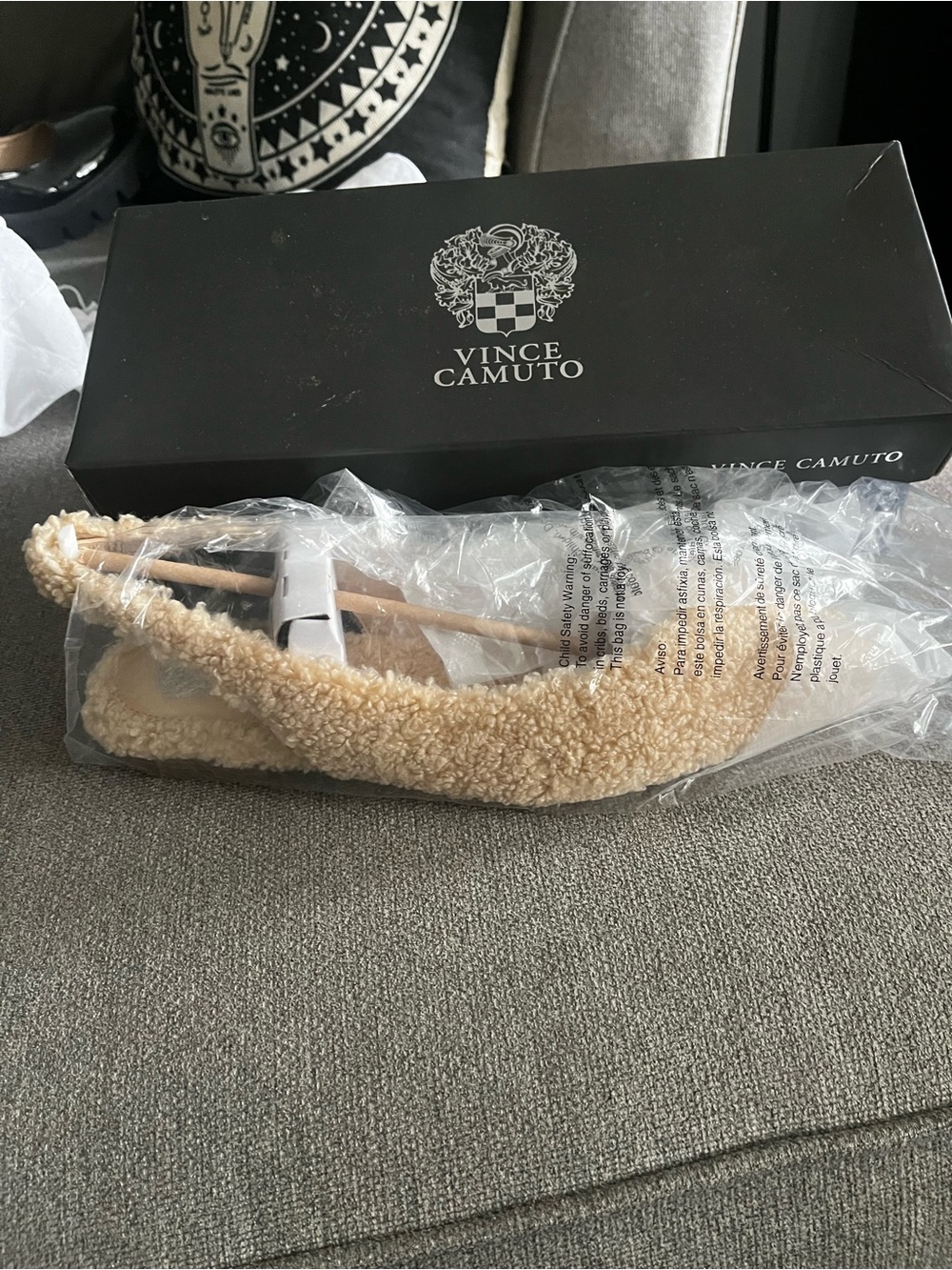 Vince Camuto Cream Shearling Slingback Flats